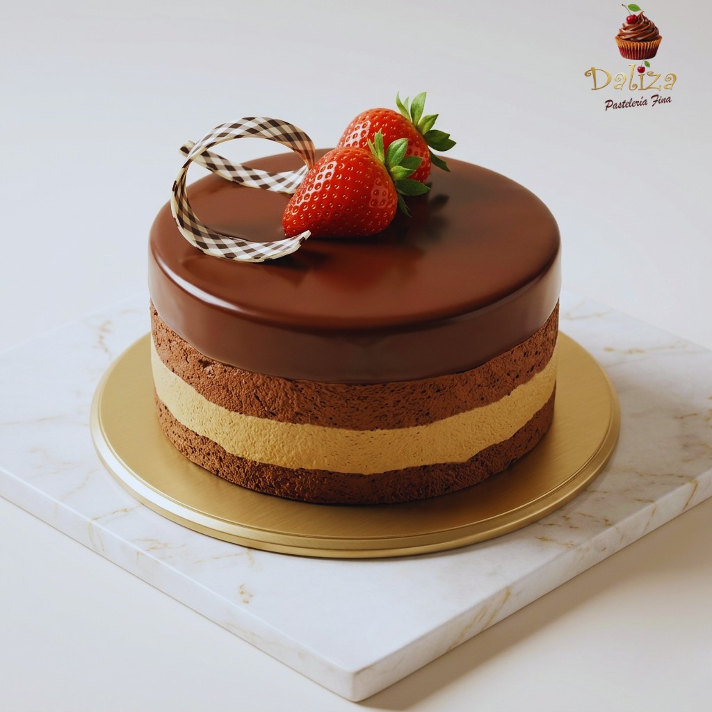 Torta de chocolate con ganache y fresas